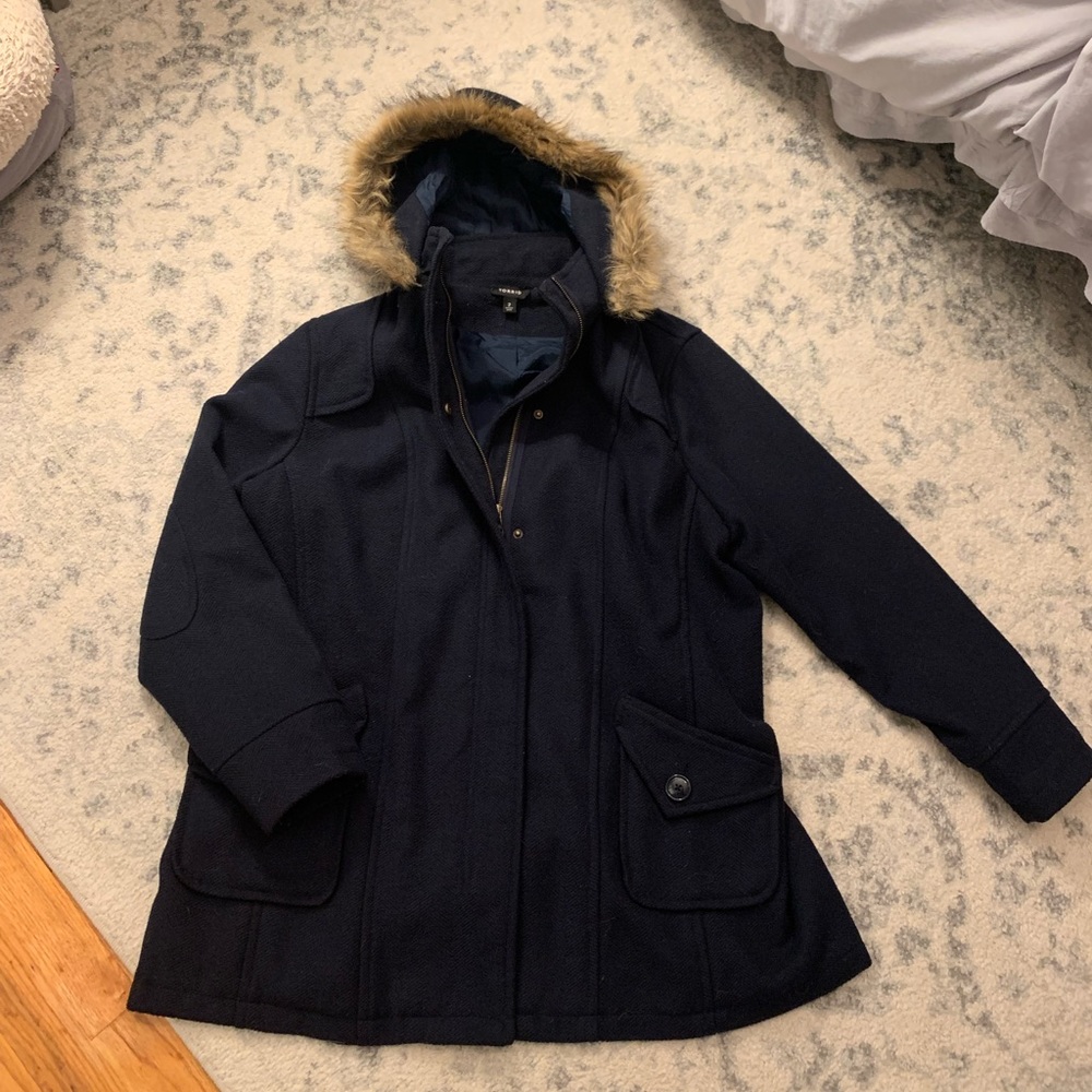 Faux fur trimmed winter coat